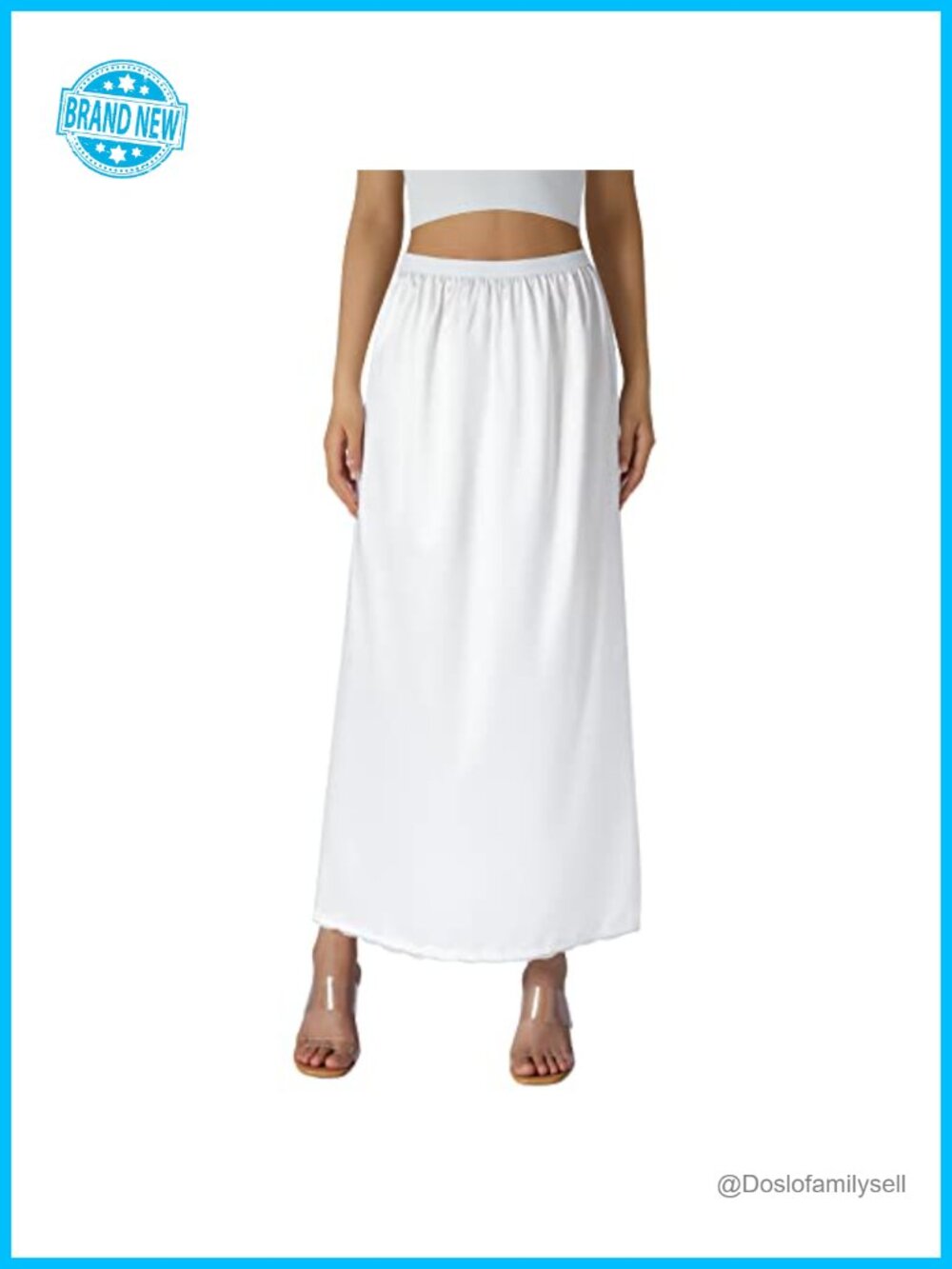 Women Half Slip Underskirt Elastic Waist Lining for Midi Skirt Long Petticoat